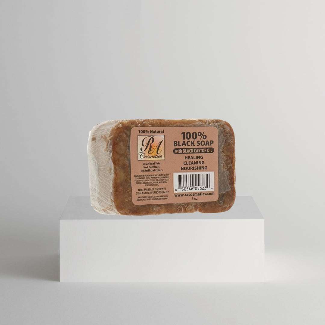 5 oz African Black Soap Bar with Black Castor Oil for healing, cleansing, and nourishing skin
