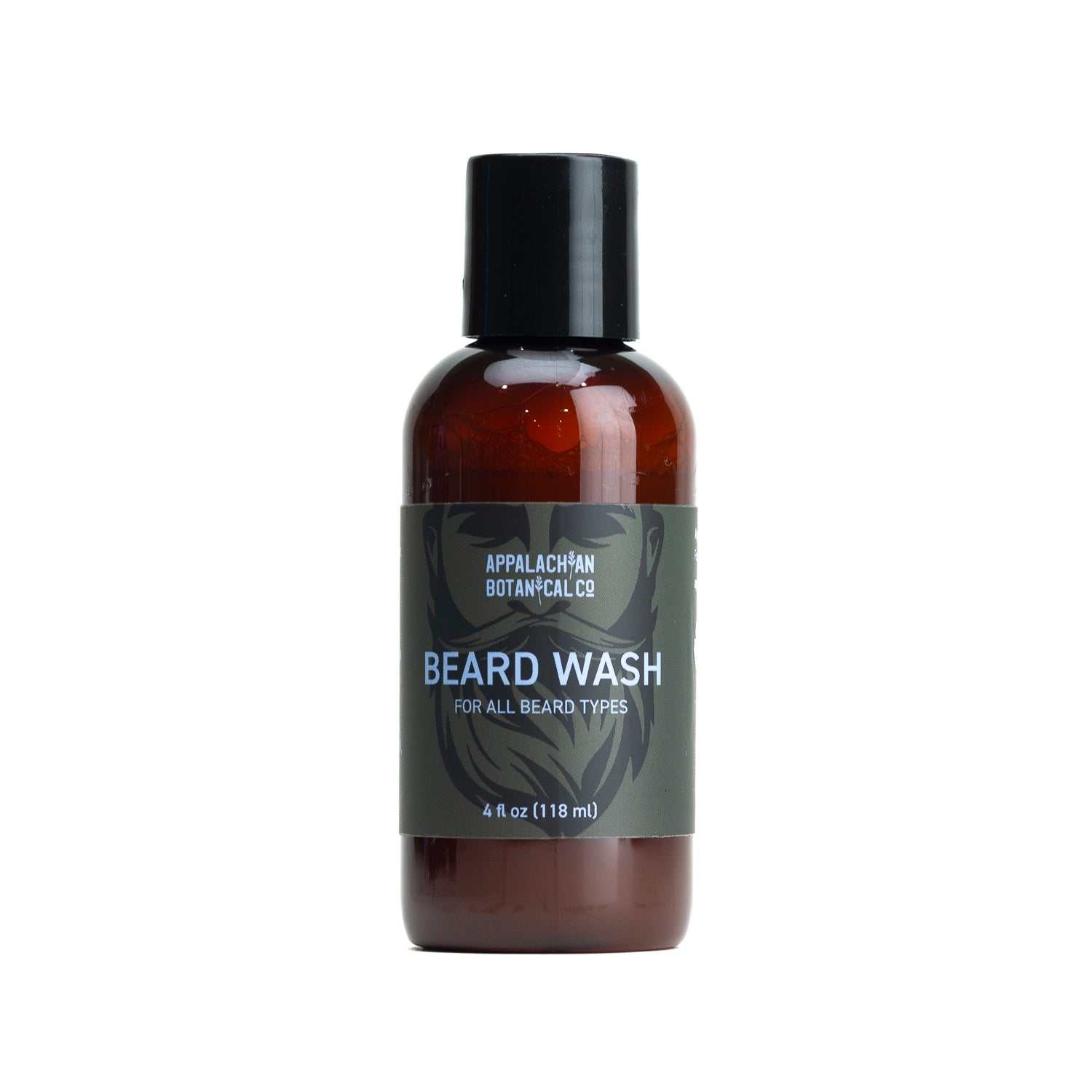 4 oz bottle of Appalachian Botanical Co. beard wash for all beard types