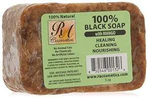 African Black Soap Bar with Mango 5 oz natural skin cleanser and moisturizer