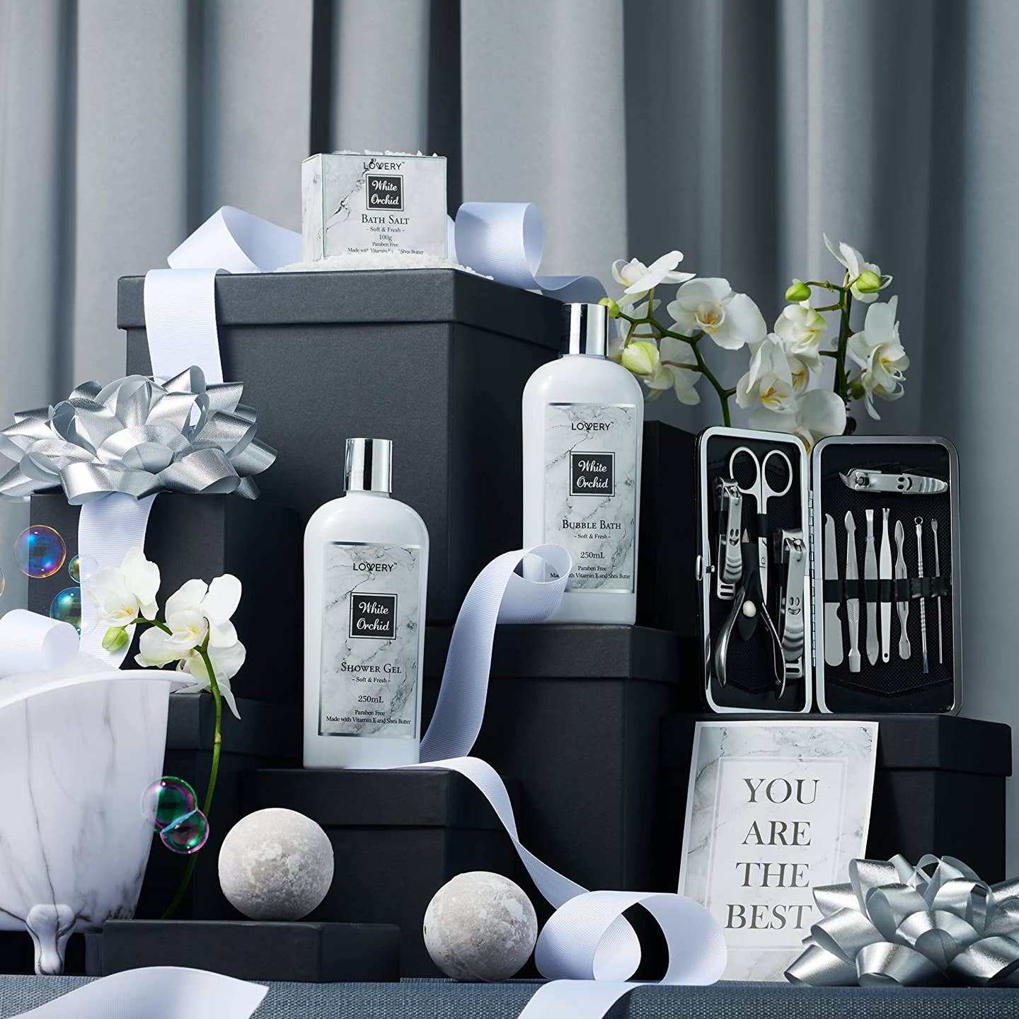 luxury spa gift basket for dad with body care products manicure set and bath essentials