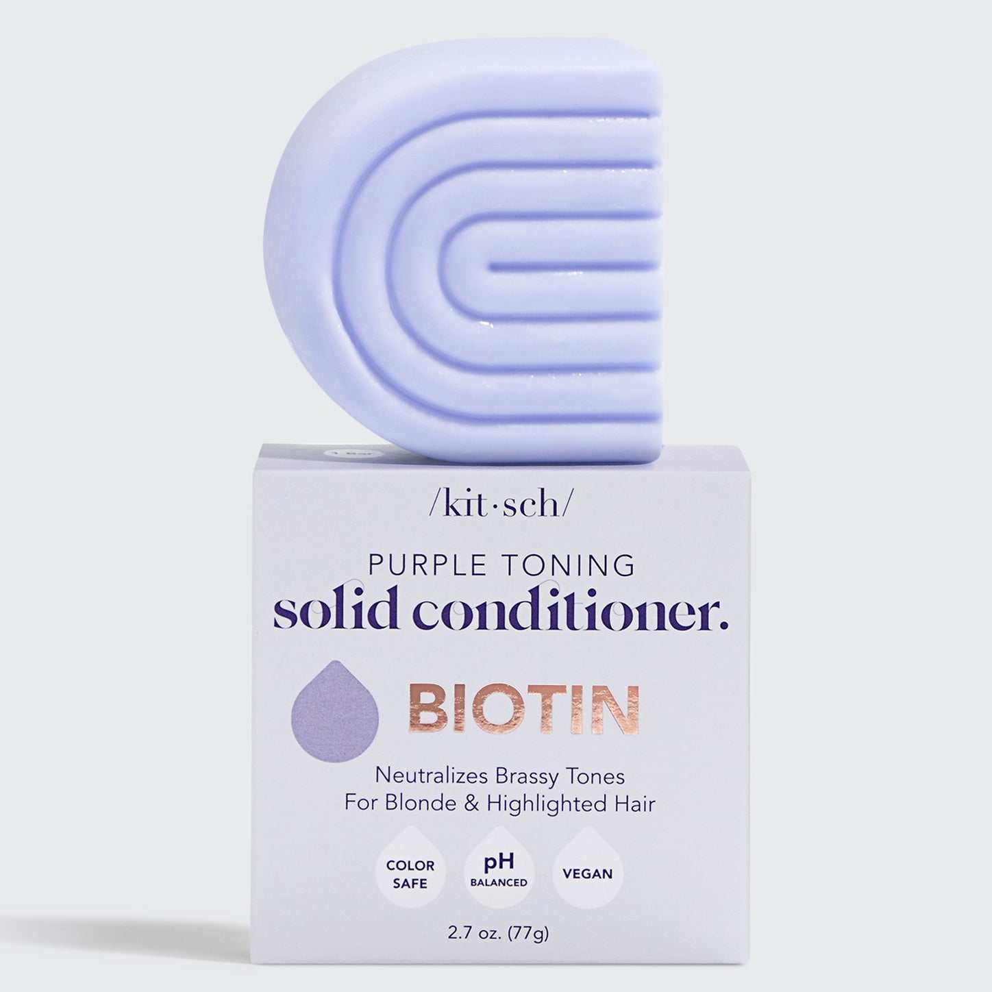 Purple Toning Solid Conditioner Bar with Biotin for neutralizing brassy tones in blonde and highlighted hair