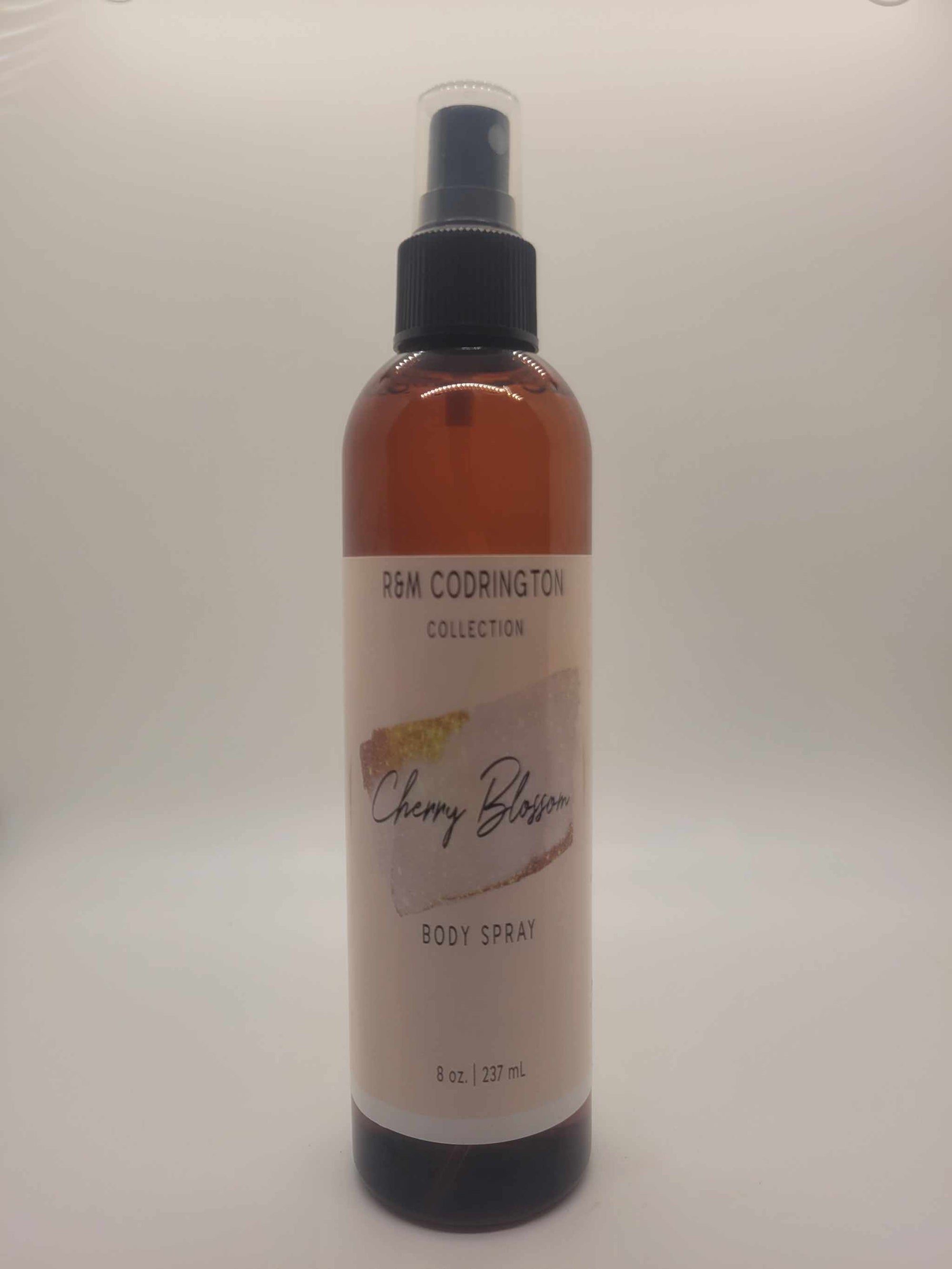 Cherry Blossom Body Spray in a brown spray bottle with R&M Codrington Collection label