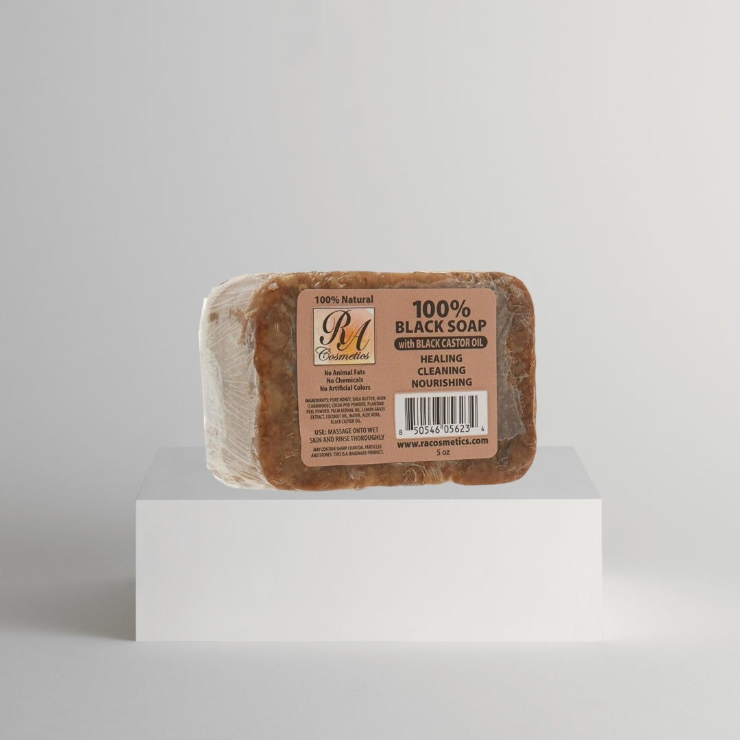 African Black Soap Bar - Black Castor Oil, 5 oz