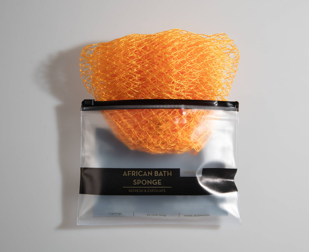 African Exfoliating Net Sponge (FOR SENSITIVE SKIN) 45" Long: PINEAPPLE
