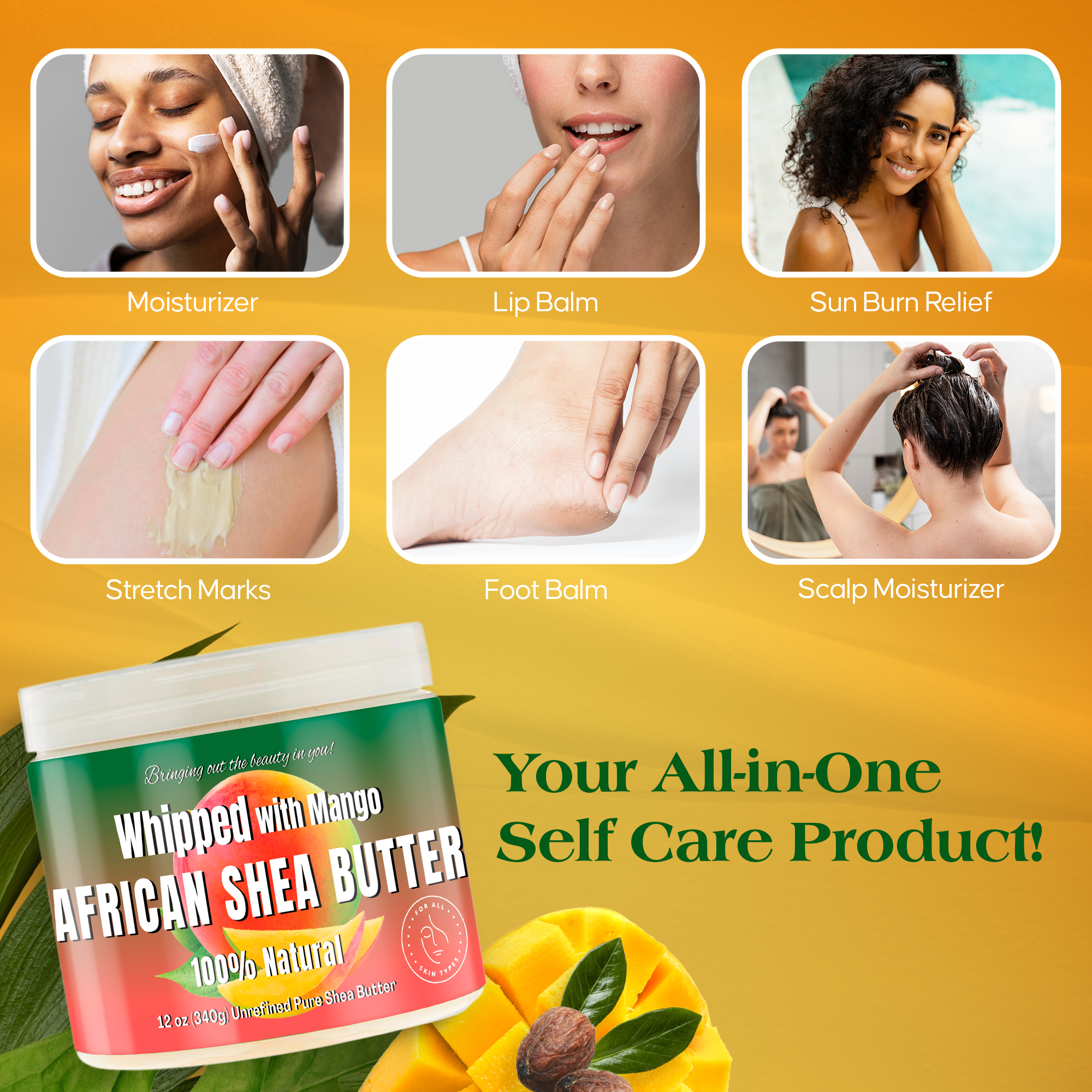 100% African Ivory Shea Butter Whipped - Mango, 12 oz