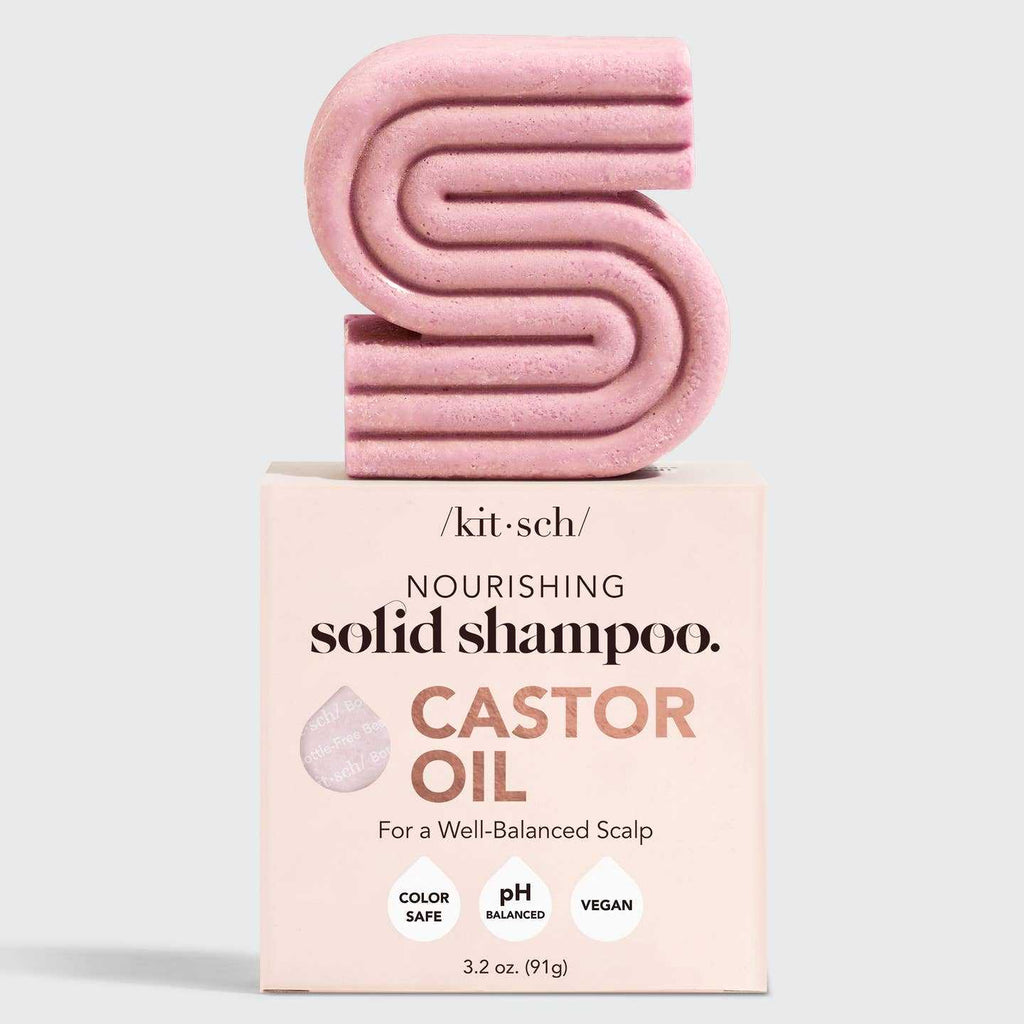 Castor Oil Nourishing Shampoo Bar by Kitsch with hydrating castor oil, color-safe, pH balanced, vegan, and free of harmful chemicals in a solid shampoo format