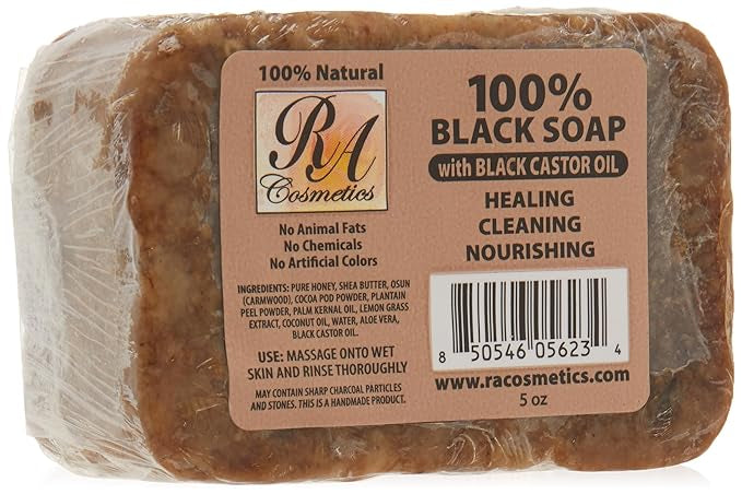 African Black Soap Bar - Black Castor Oil, 5 oz
