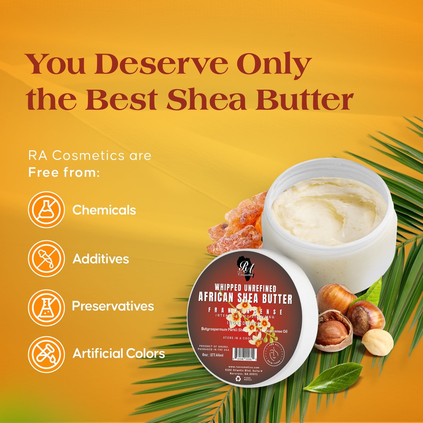 100% African Ivory Shea Butter Whipped - Frankincense, 12oz