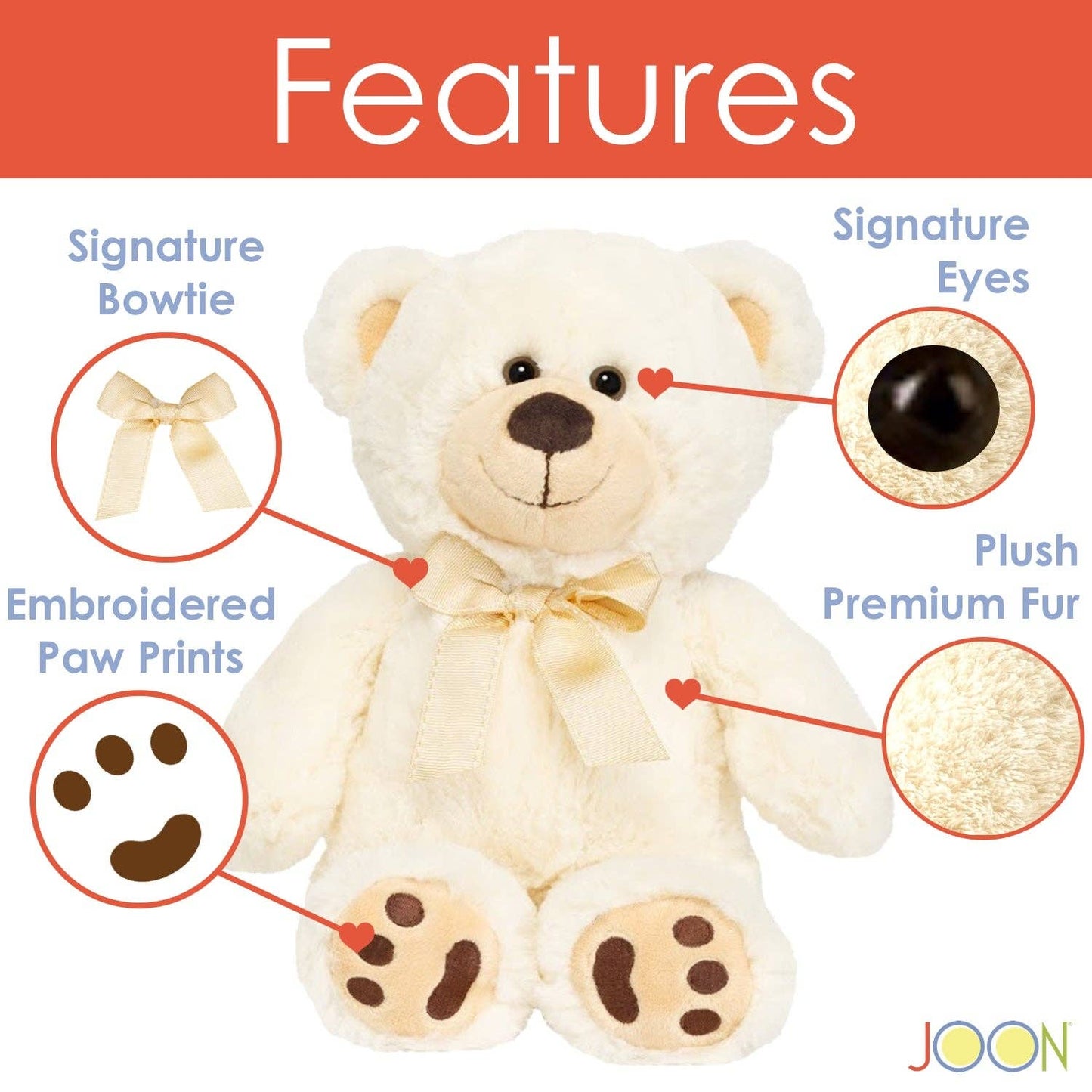 JOON Mini Teddy Bear, Cream, 13 Inches