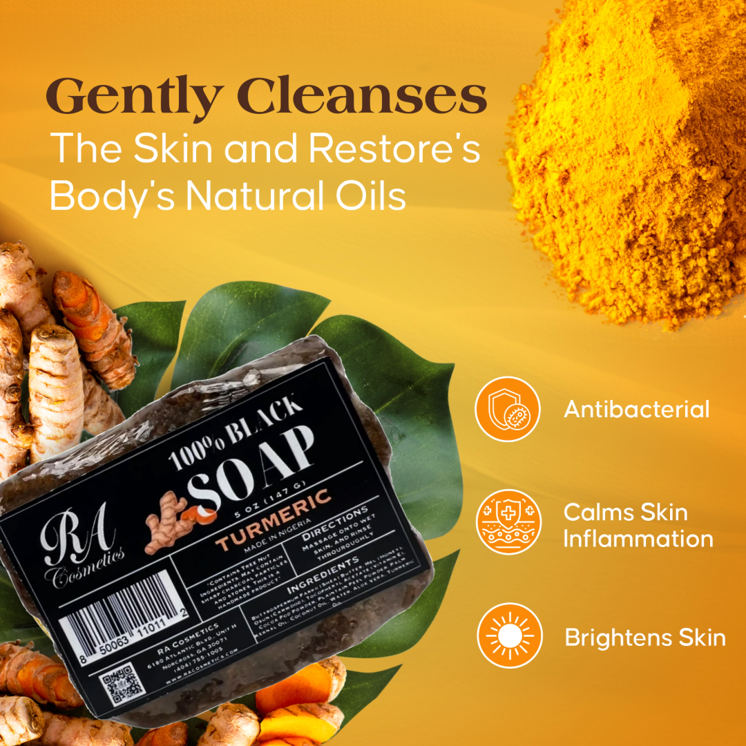 African Black Soap Bar - Turmeric Oil  5 oz